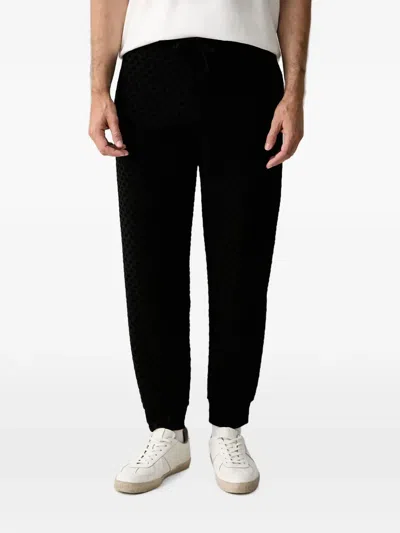 Armani Exchange Monogram-pattern Drawstring Track Pants In Black