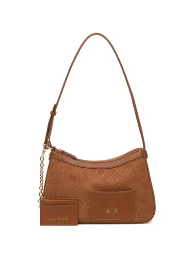 Armani Exchange Monogram-pattern Shoulder Bag In Brown
