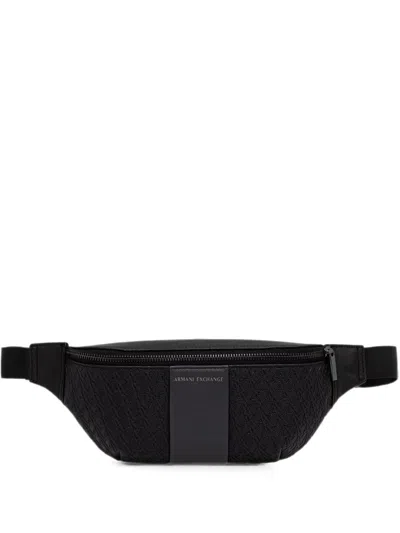 Armani Exchange Monogram-patterned Belt Bag In Black