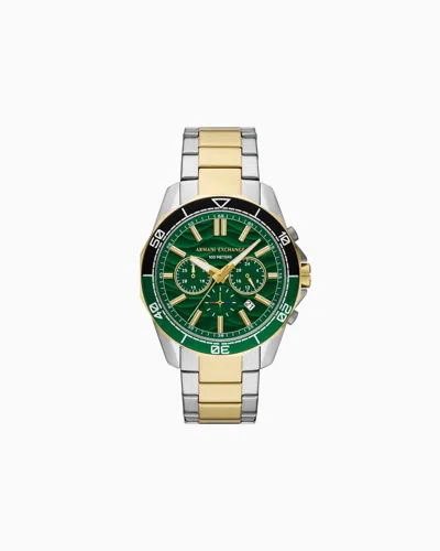 Armani Exchange Chronograph Two-tone Stainless Steel Watch In Gold