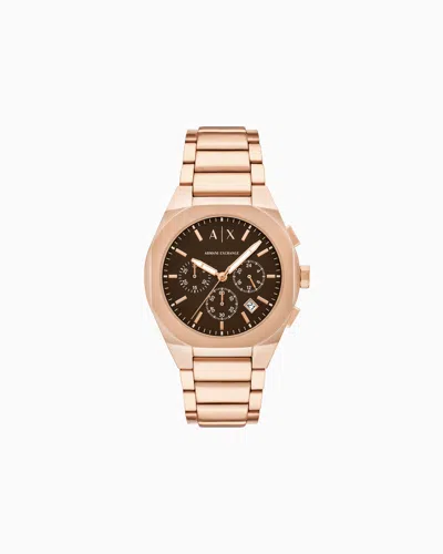 Armani Exchange Chronograph Rose Gold-tone Stainless Steel Watch In Multicolore
