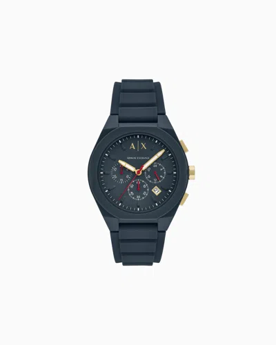 Armani Exchange Chronograph Blue Silicone Watch In Multicolore