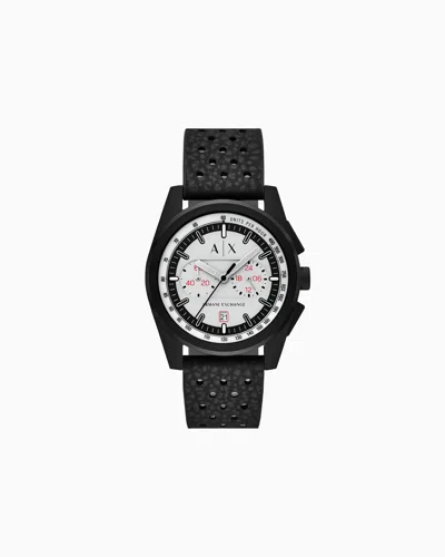 Armani Exchange Chronograph Black Rubber Watch In Multicolore