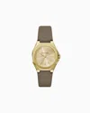 Armani Exchange Three-hand Brown Leather Watch In Multicolore