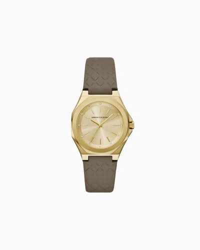 Armani Exchange Three-hand Brown Leather Watch In Multicolore