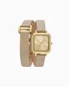 Armani Exchange Three-hand Brown Leather Watch In Multicolore
