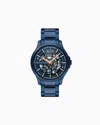 Armani Exchange Multifunction Blue Stainless Steel Watch In Multicoloured