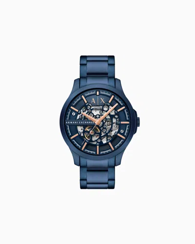 Armani Exchange Multifunction Blue Stainless Steel Watch In Multicoloured