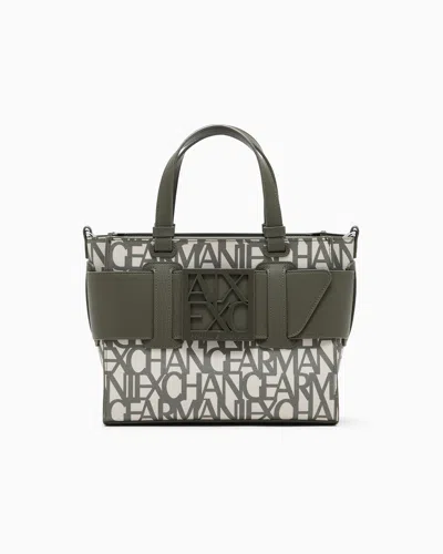 Armani Exchange Natural Fabric Shopping Bags In Gray