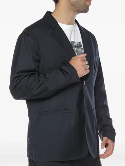 Armani Exchange Notched-lapels Single-breasted Blazer In Blue