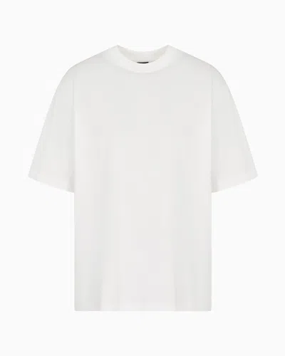 Armani Exchange Over-fit Sweatshirt In Mercerised Cotton In White