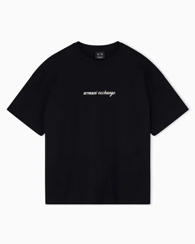 Armani Exchange Oversize T-shirt In Cotton Jersey In Black
