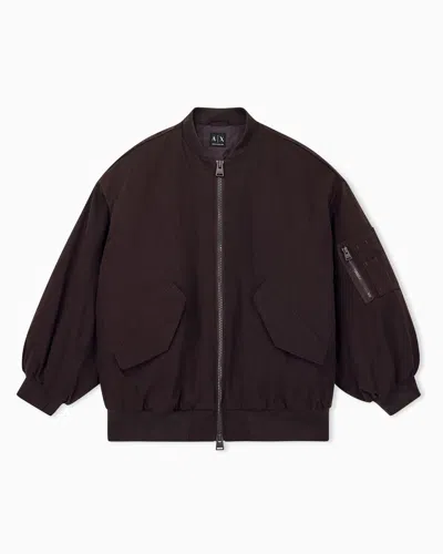 Armani Exchange Oversized Blouson Jacket In Nylon Twill In Purple