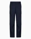 Armani Exchange Oversized Cargo Trousers In Cotton Twill In Navy Blue
