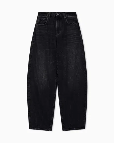 Armani Exchange Oversized Fit 5 Pockets Denim Pant In Rigid Cotton In Black