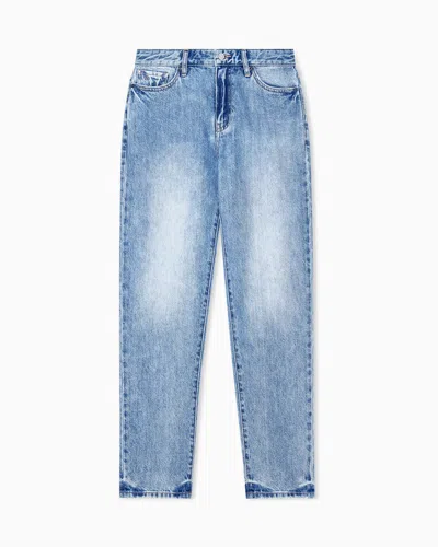 Armani Exchange Oversized Fit 5 Pockets Denim Pant Rigid Cotton In Blue