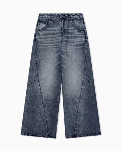 Armani Exchange Oversized Fit 5-pocket Pants In Rigid Cotton Denim In Gray