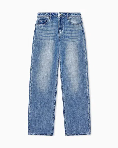 Armani Exchange Oversized Fit Five-pocket Pants In Rigid Cotton Denim In Blue