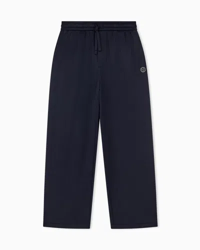 Armani Exchange Oversized Fit Trousers In Fleece In Blue