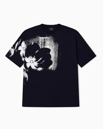 Armani Exchange Oversized Fit T-shirt In Cotton Jersey In Blue