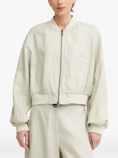Armani Exchange Oversized Linen Twill Bomber Jacket In Neutral