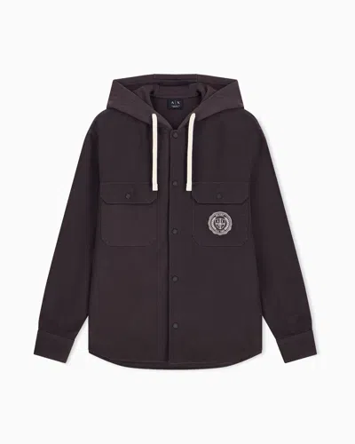 Armani Exchange Oversized Shirt In Cotton Moleskin In Black