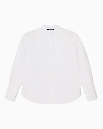Armani Exchange Oversized Shirt In Organic Cotton Popeline In Multi