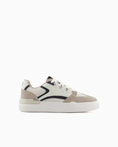 Armani Exchange Oversized Sneakers With Contrasting Inserts In Brown