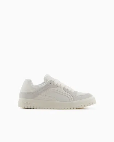 Armani Exchange Oversized Trainers With Contrasting Inserts In Weiss