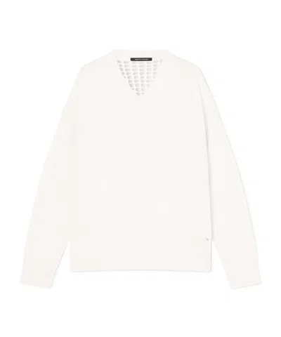 Armani Exchange Oversized Sweater With Perforated Back In White