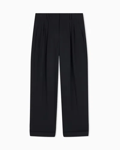 Armani Exchange Oversized Trouser In Recycled Crepe With Belt In Black