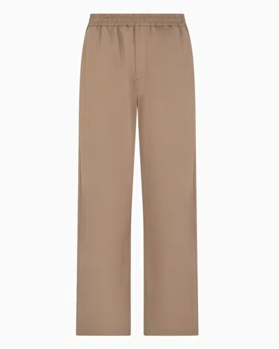 Armani Exchange Oversized Trousers In Poly Fabric In Beige