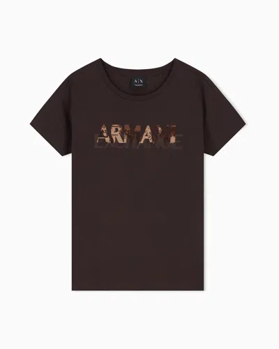 Armani Exchange Oversized T-shirt In Cotton Jersey In Brown