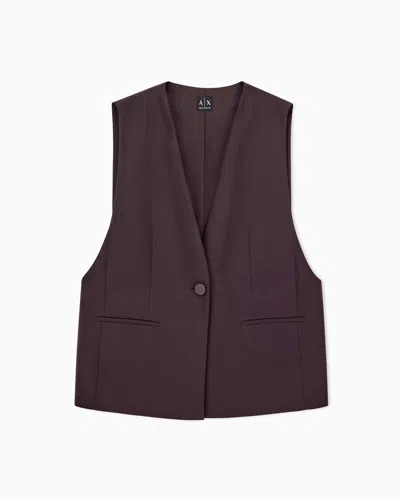 Armani Exchange Oversized Waistcoat In Recycled Crepe In Brown