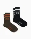 Armani Exchange Pack Of 2 Pairs Of Socks With Logo In Green