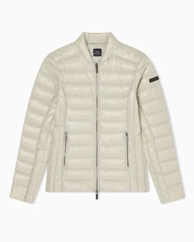 Armani Exchange Packable Quilted Down Jacket In White