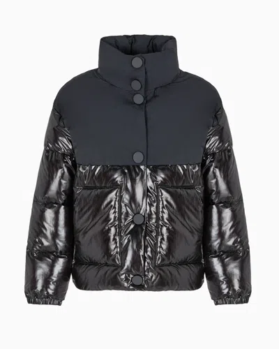 ARMANI EXCHANGE PADDED JACKET IN PATENT LEATHER AND OPAQUE FABRIC