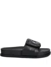 Armani Exchange Padded Logo-detail Slides In Black