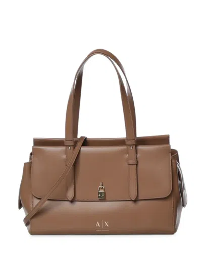 Armani Exchange Padlock-detail Shoulder Bag In Brown
