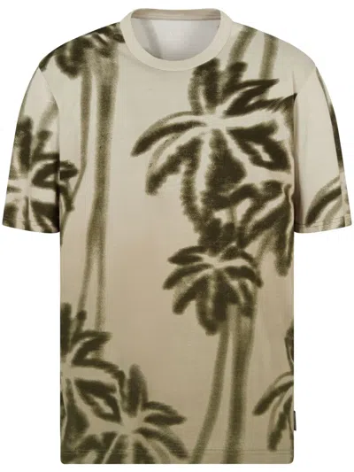 Armani Exchange Palm Tree-print T-shirt In Neutrals