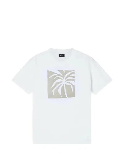 Armani Exchange Palm-print T-shirt In White