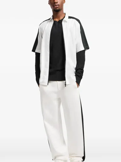 Armani Exchange Panel Zip Shirt In White
