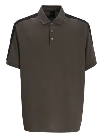 Armani Exchange Panelled Cotton Polo Shirt In Brown