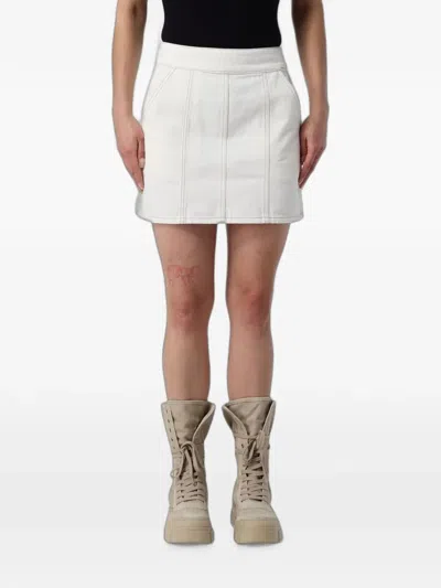 Armani Exchange Panelled Denim Mini Skirt In White