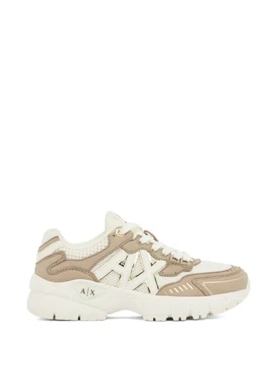 Armani Exchange Panelled Logo-patch Sneakers In Neutral