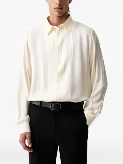 Armani Exchange Panelled Long-sleeve Shirt In Neutral