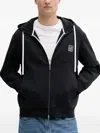 Armani Exchange Panelled Zip-up Hoodie In Black