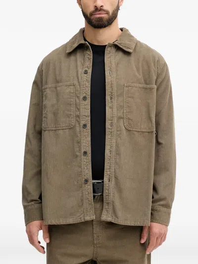 Armani Exchange Patch-pocket Corduroy Shirt In Brown