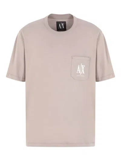 Armani Exchange Patch-pocket Logo-print T-shirt In Pink