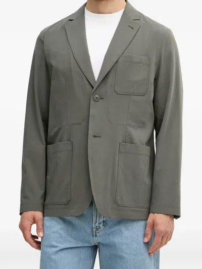 Armani Exchange Patch-pocket Single-breasted Blazer In Green